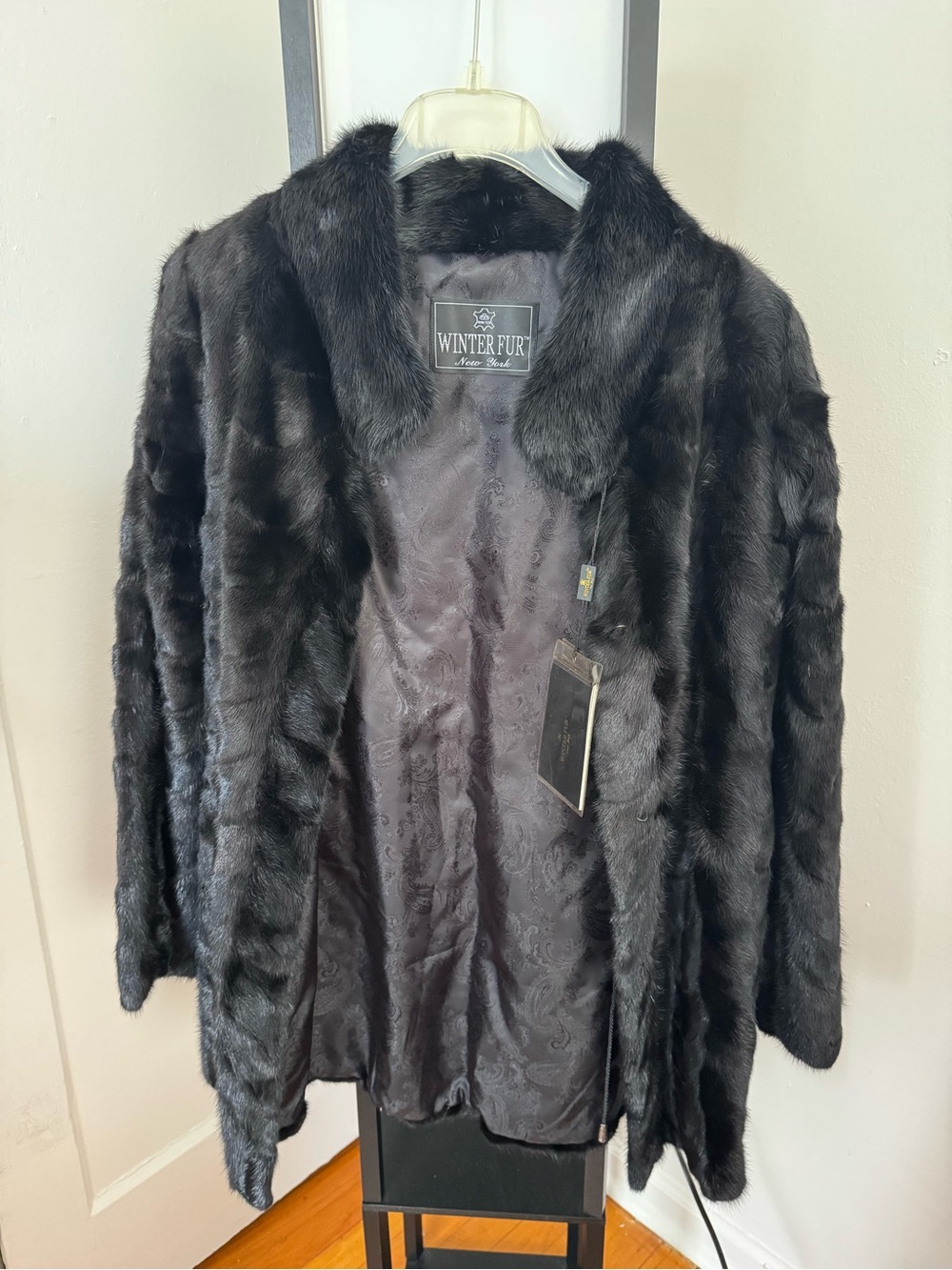 Black Mink Fur Coat for Women